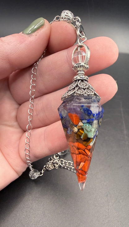 Orgonite Chakra Pendulum with Crystal Chips