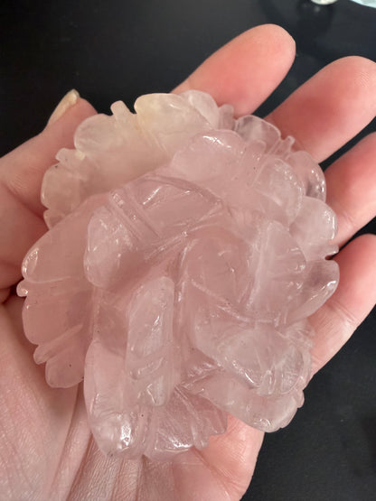 Rose Quartz Rose Carving with Light Base – 7.6 × 6.6 cm | 191g
