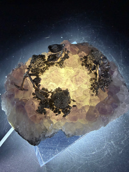 Amethyst Cluster with Pyrite Miner Figures – Collector Specimen