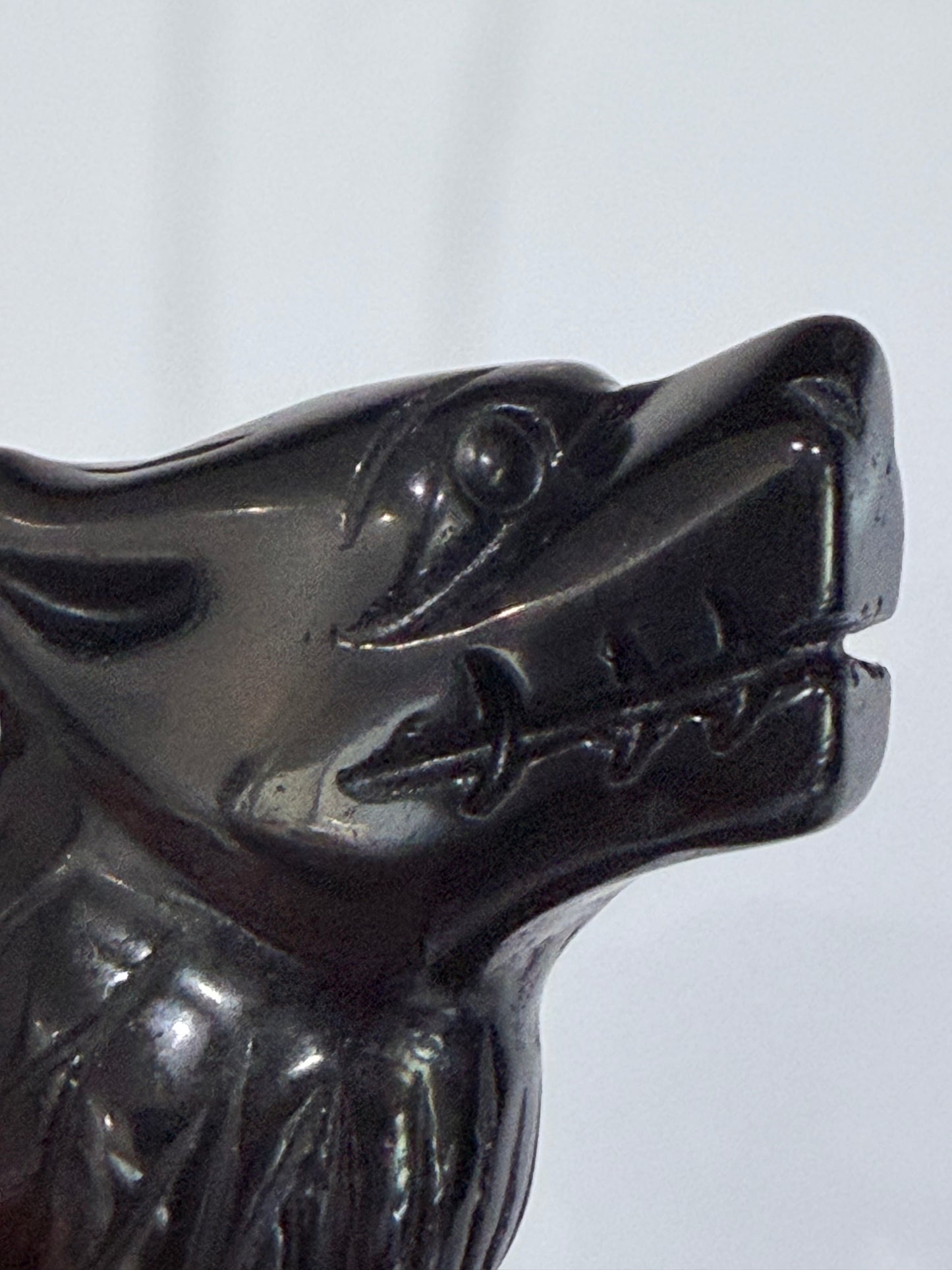 Black Obsidian Howling Wolf Crystal Carving – 10cm
