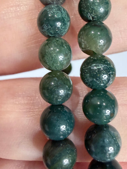 6mm Moss Agate Bracelet – Growth • Balance • New Beginnings
