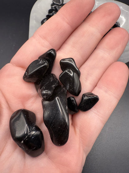 Black Obsidian Small Tumbles 50gm