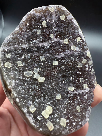 Red Amethyst with Calcite Cubes