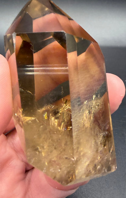 Smokey Citrine Point — High Clarity with Golden Inclusions