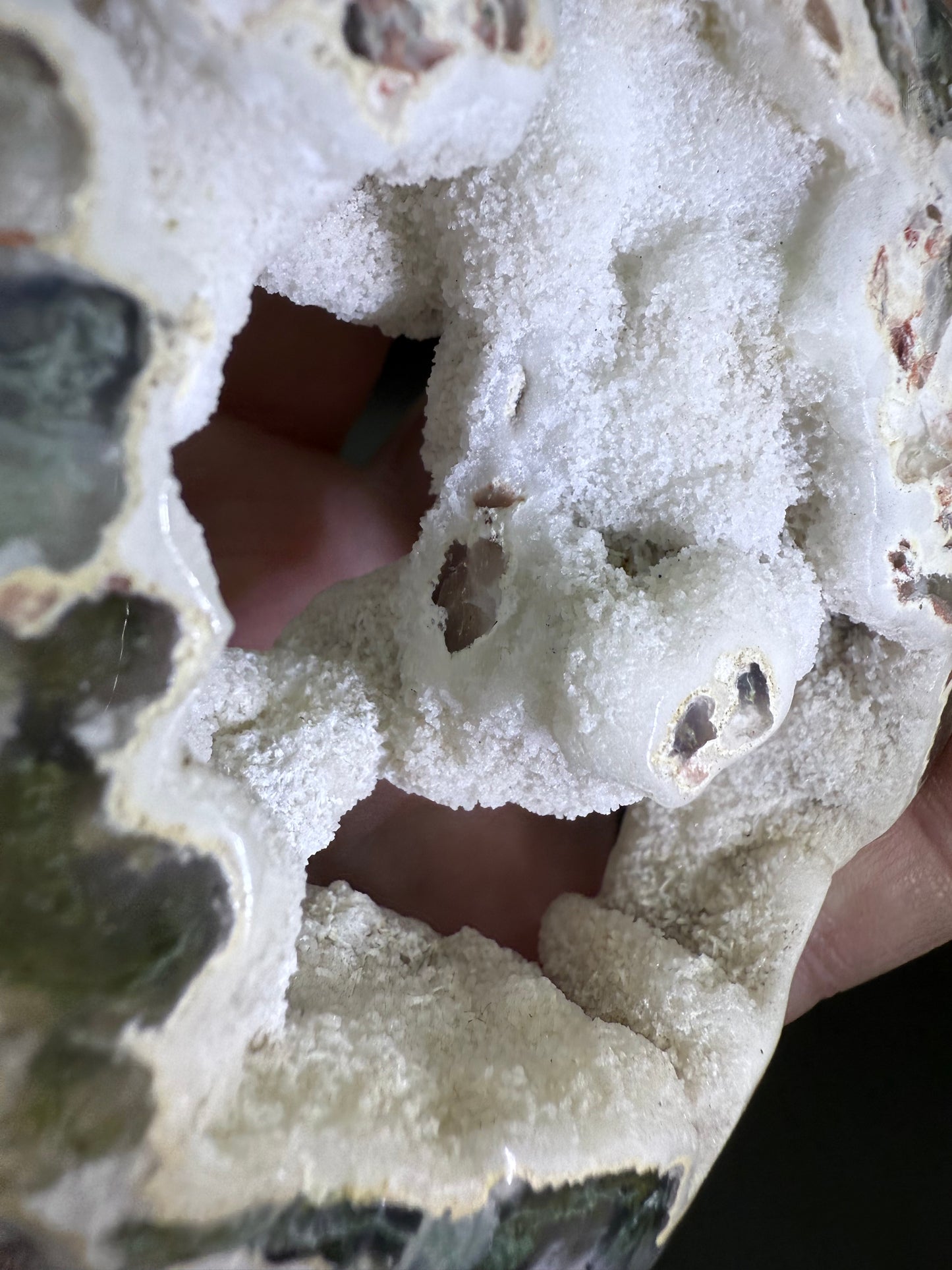Unique Moss Agate Druzy Heart with Stand