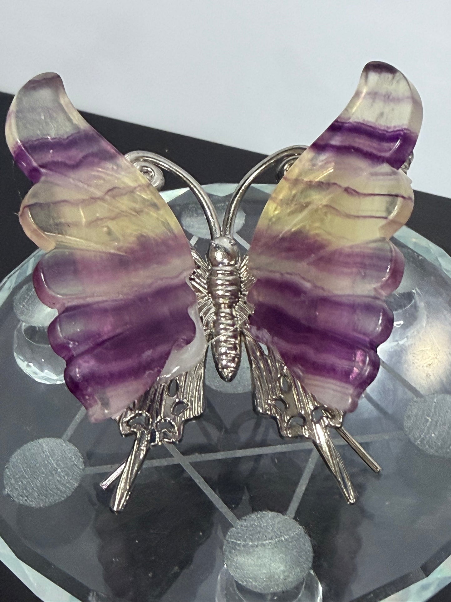 Rainbow Fluorite Butterfly on Metal Stand 7cm