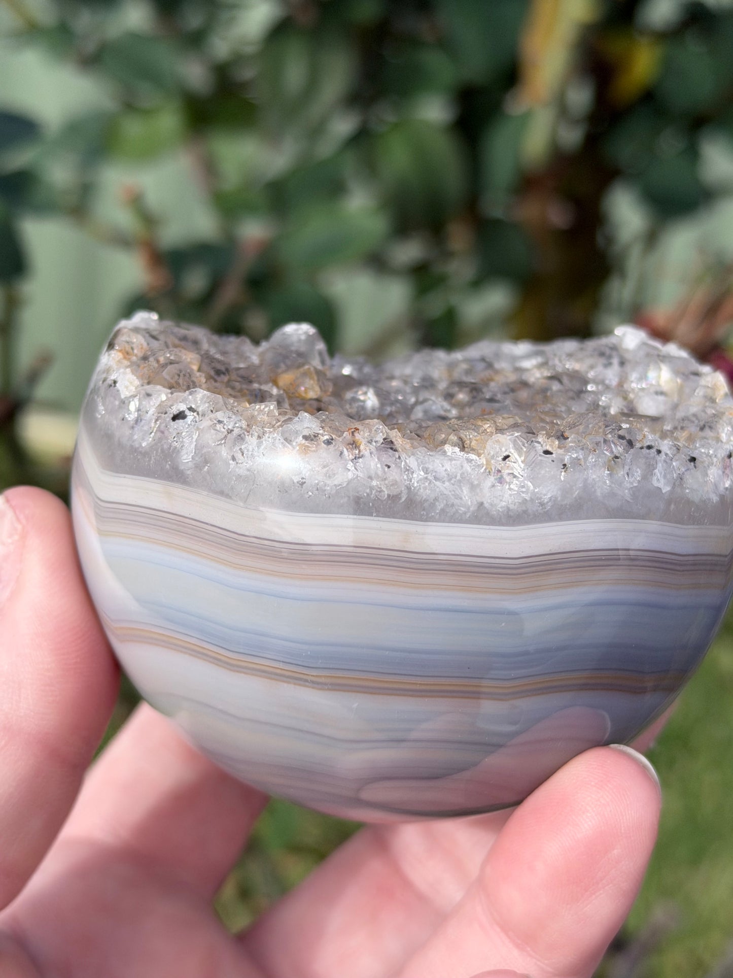Banded Agate Druzy Sphere – 7.8cm | 475g