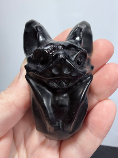 BLACK OBSIDIAN BAT ON STAND (A)