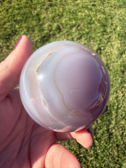 Pink Banded Agate Druzy Sphere