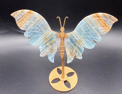 Blue Onyx Butterfly with Stand