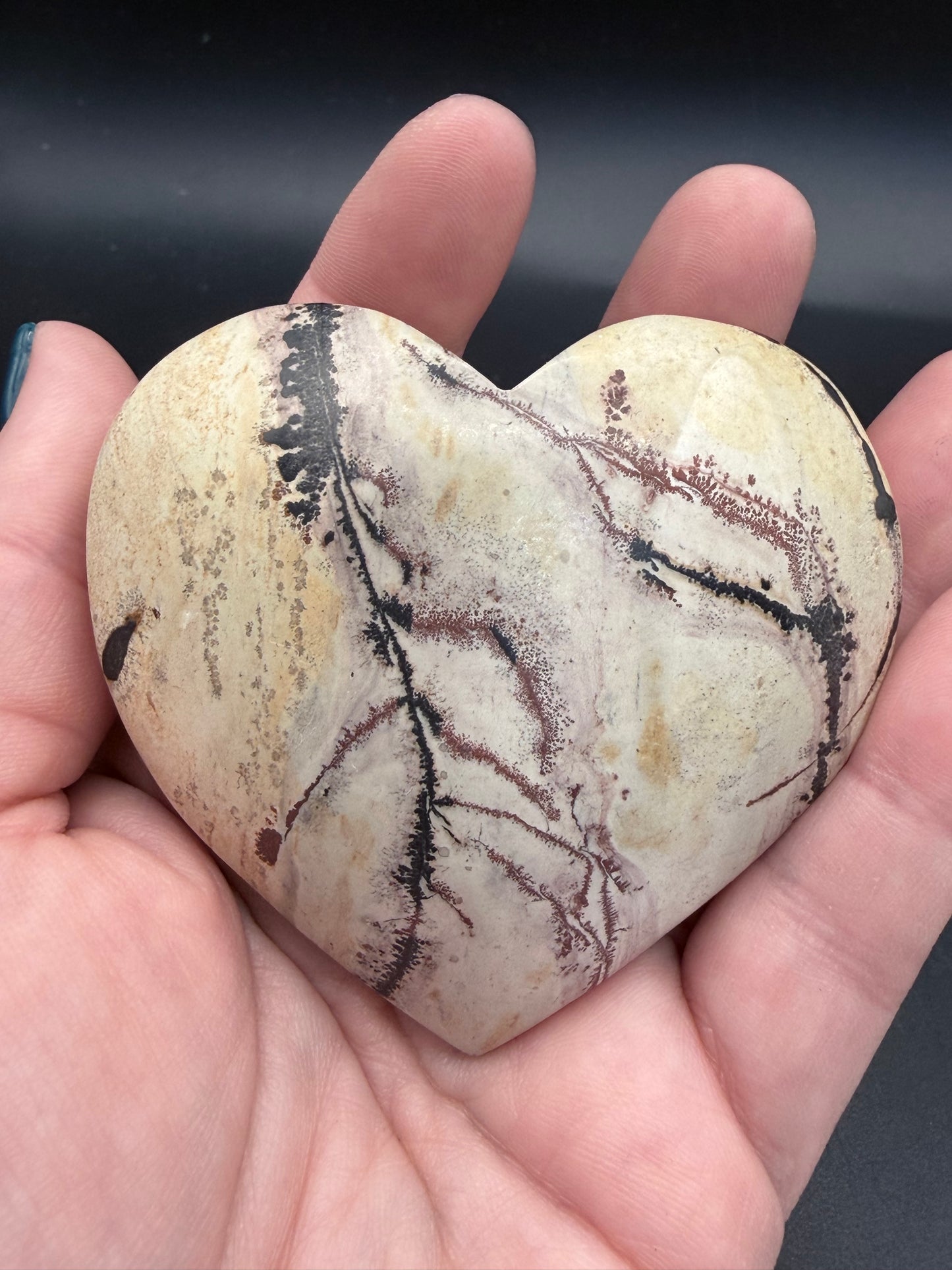 Picture Jasper with Dendritic Inclusions Heart 7.3cm
