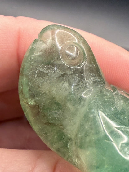 Fluorite Turtle Carving with Dendritic Inclusions