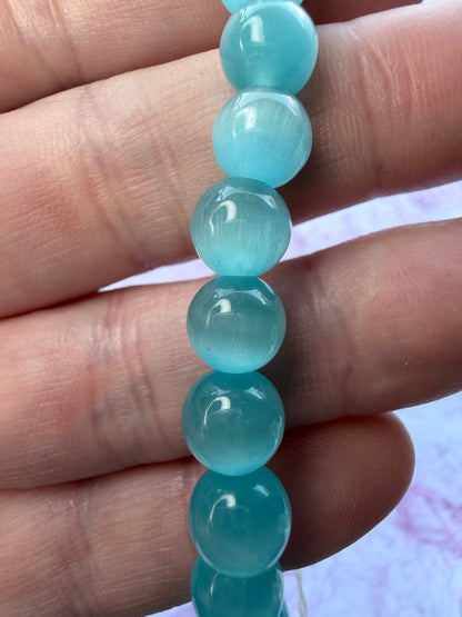 8mm Cat’s Eye Bracelet – Teal/Aqua