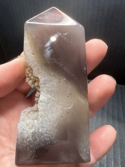 Black Druzy Agate Tower