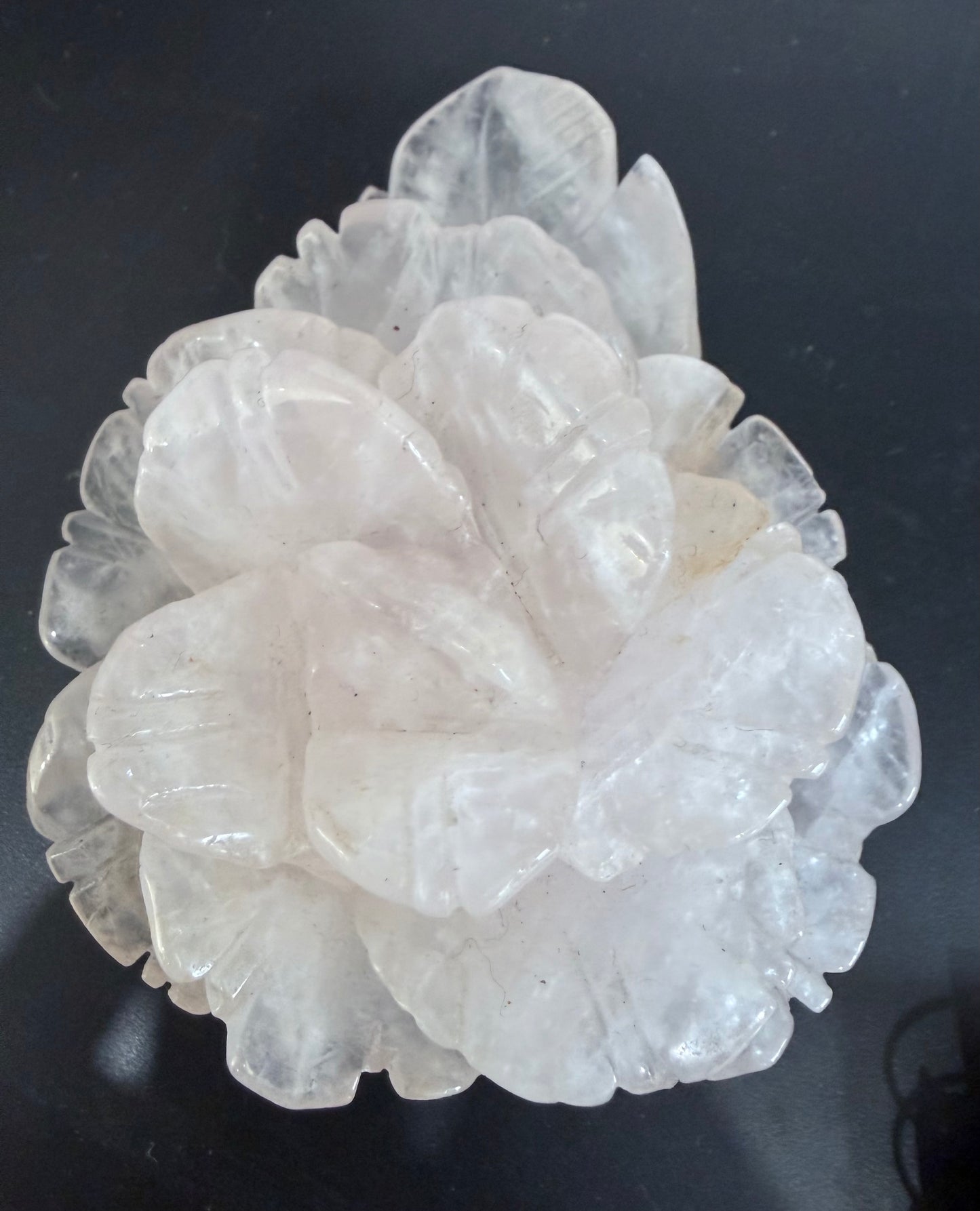 Rose Quartz Rose Carving with Light Base – 10 × 8 cm | 242g