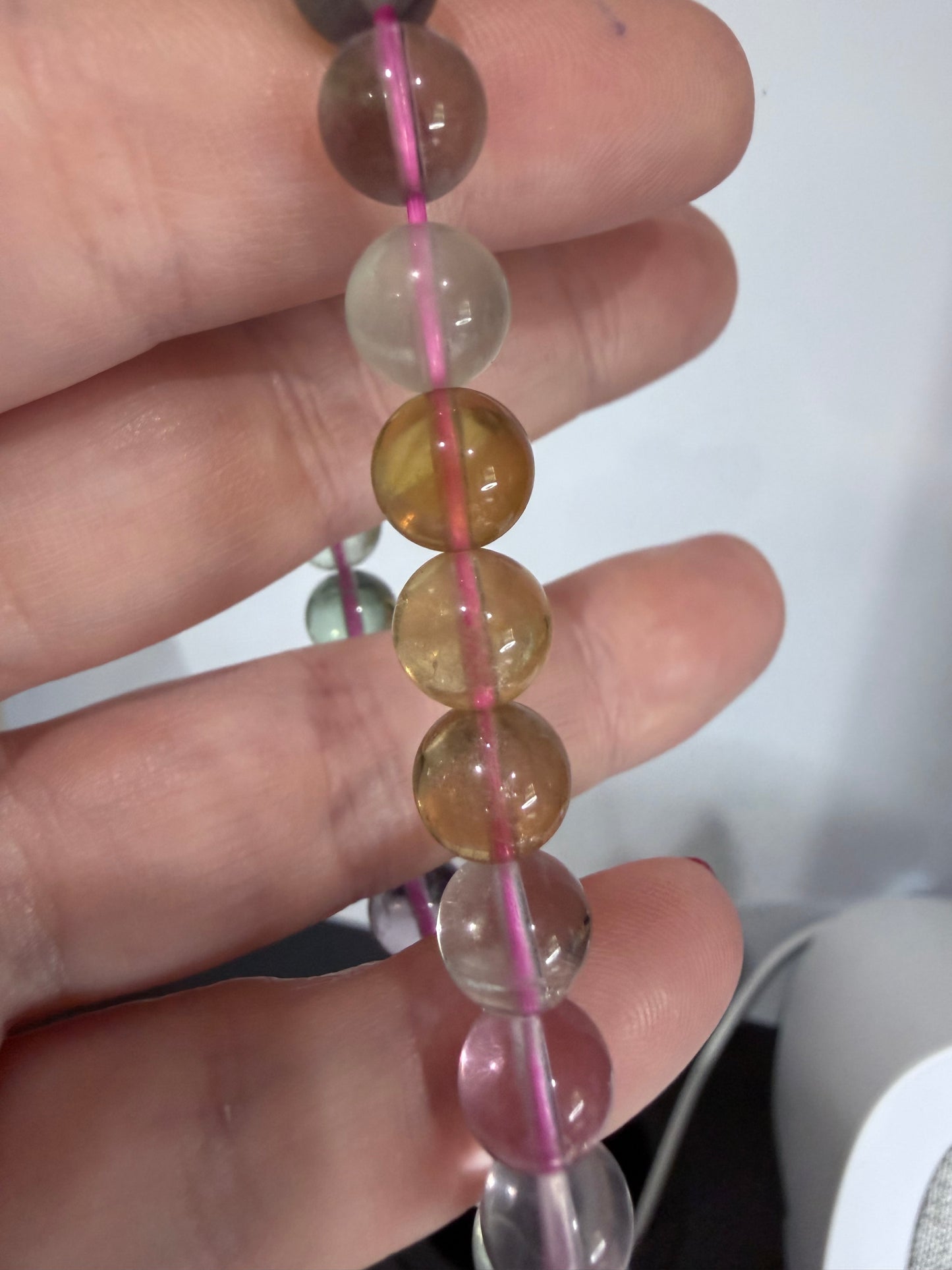 8mm High Quality Rainbow Fluorite Bracelet | Yellow, Blue, Purple, Green & Clear Fluorite