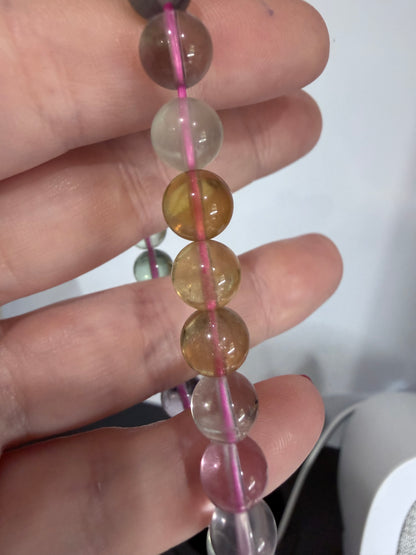 8mm High Quality Rainbow Fluorite Bracelet | Yellow, Blue, Purple, Green & Clear Fluorite