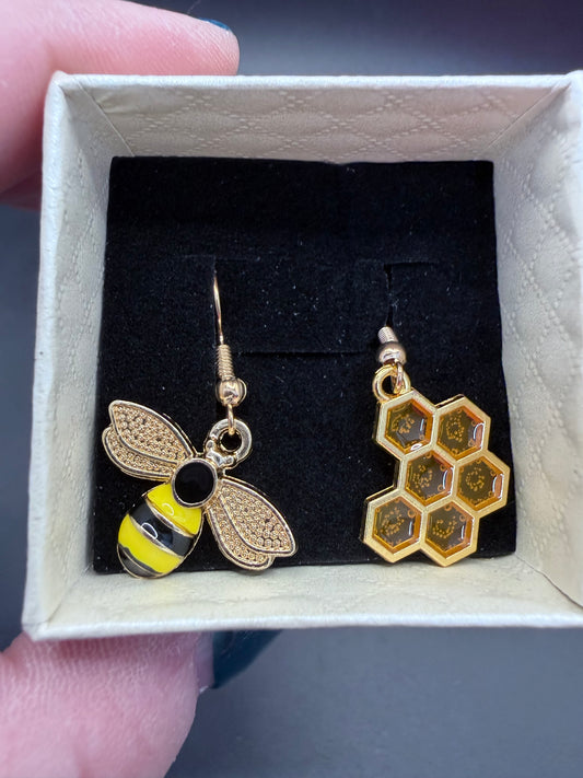 Bee & Honeycomb Earrings