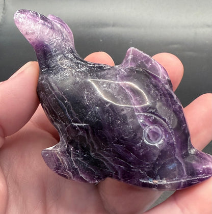 Purple Fluorite Dolphin Carving – 190g | 8.8 x 4.1cm