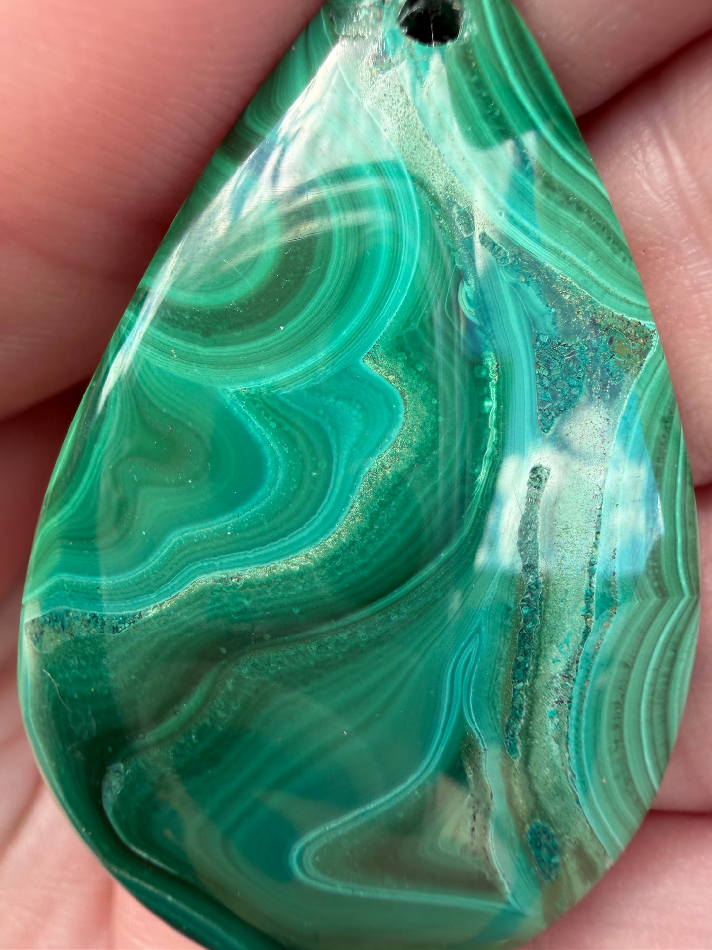 Malachite with Chrysocolla Teardrop Pendant Necklace