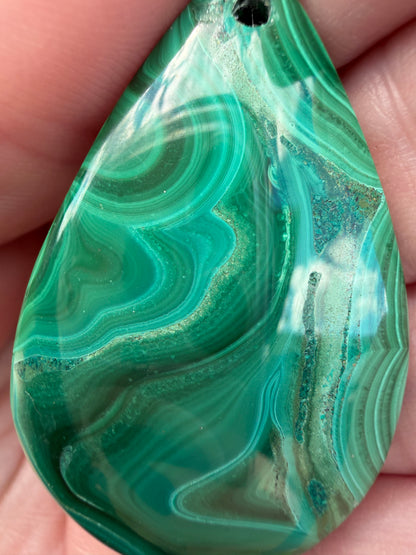 Malachite with Chrysocolla Teardrop Pendant Necklace