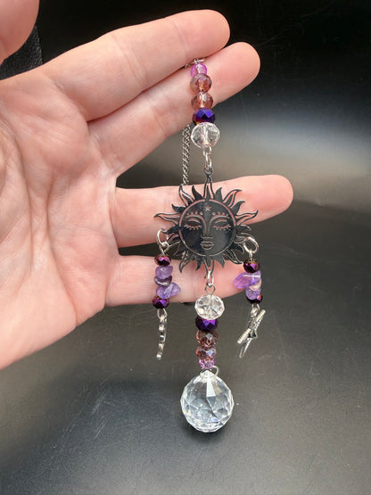 Amethyst & Crystal Sun Suncatcher