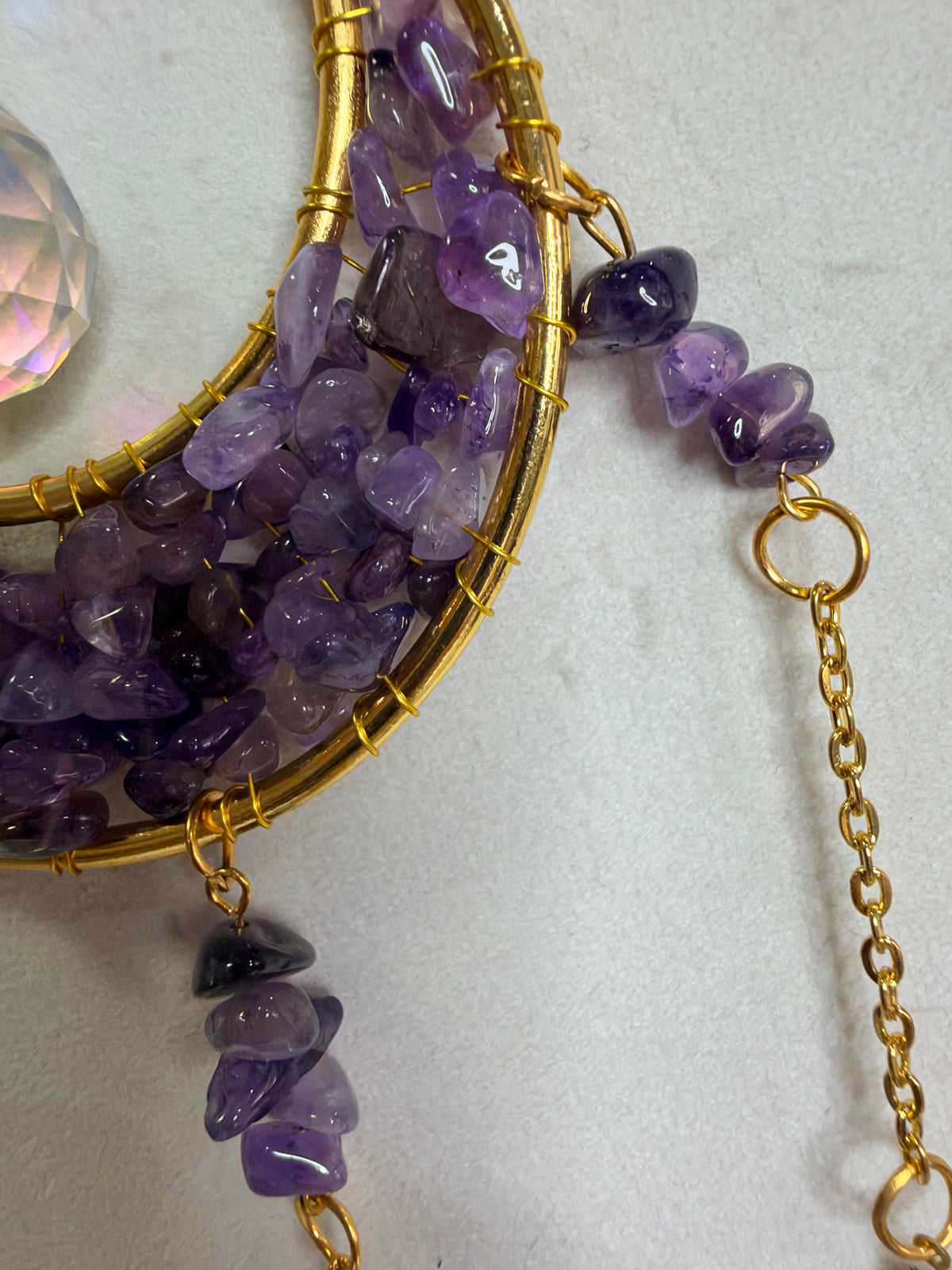 Amethyst Lotus & Crescent Moon Suncatcher – 35cm