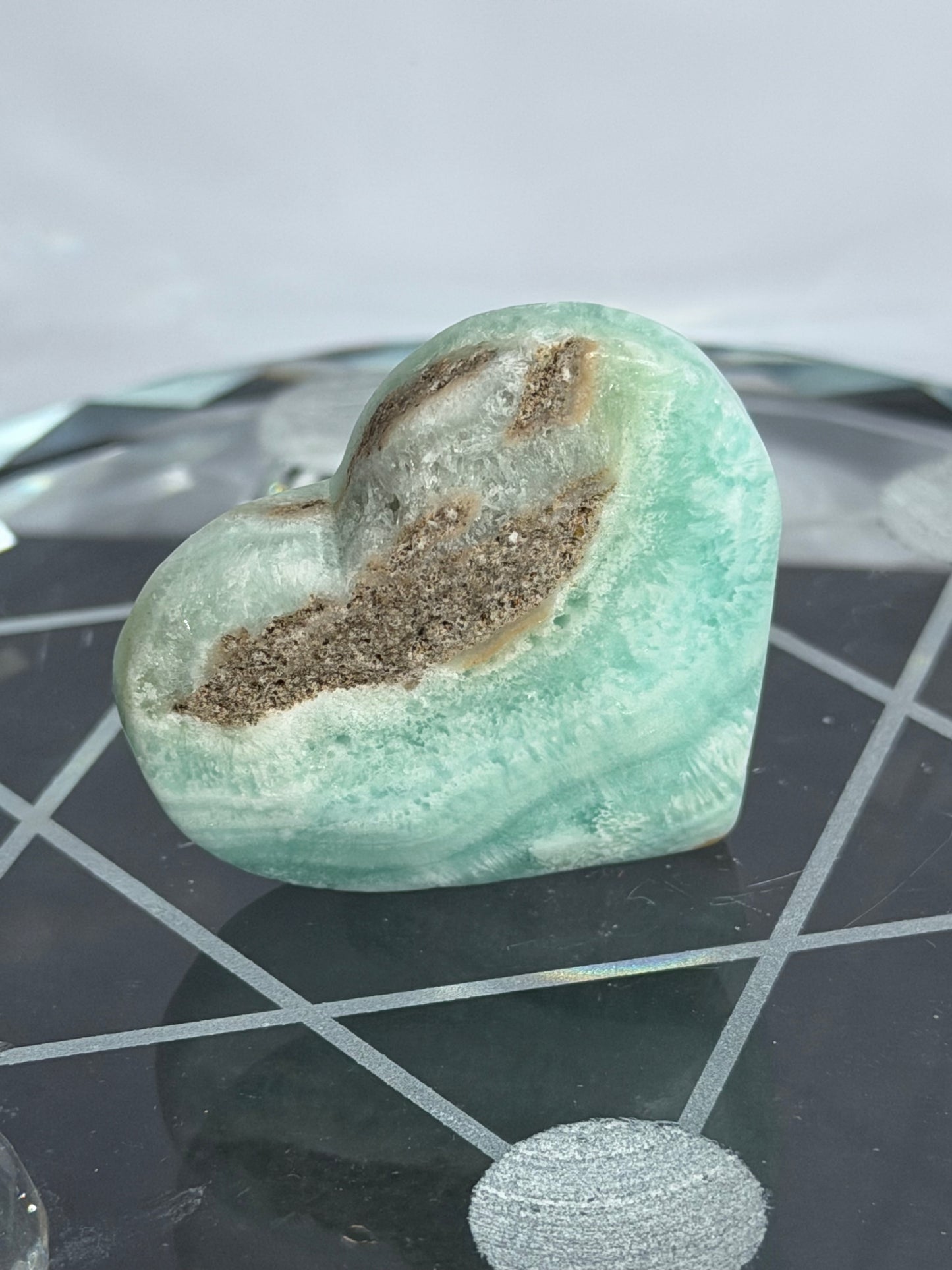 Blue Aragonite Heart – Small| Self Standing D - 4cm
