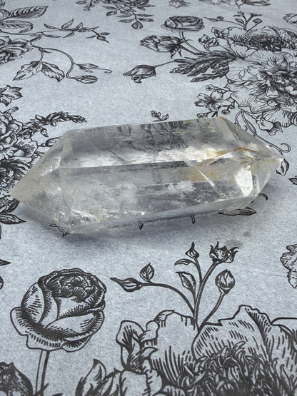 Clear Quartz Double Terminated Point with Golden Healer Inclusion (190g)