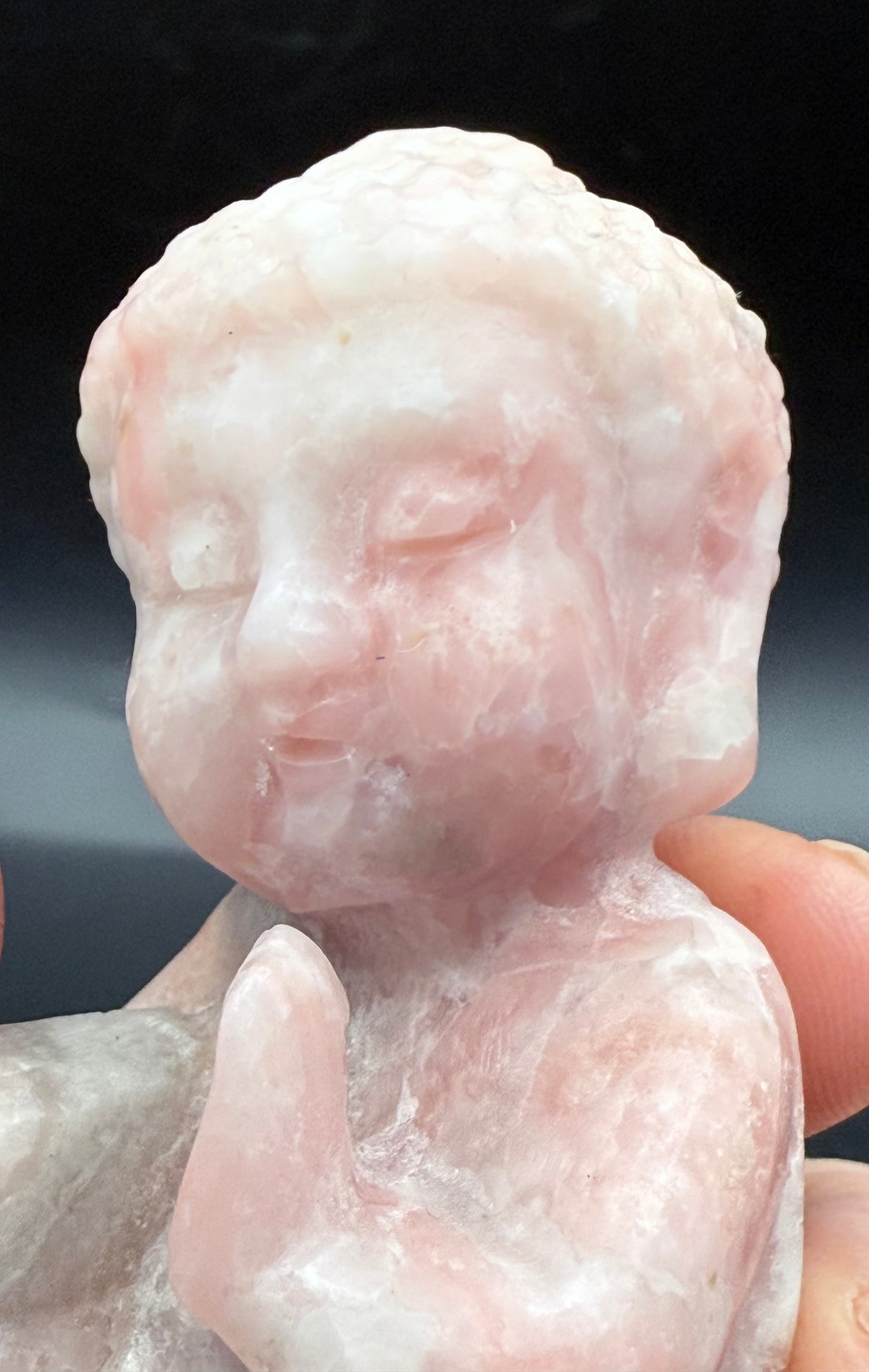 Pink Opal Baby Buddha Carving