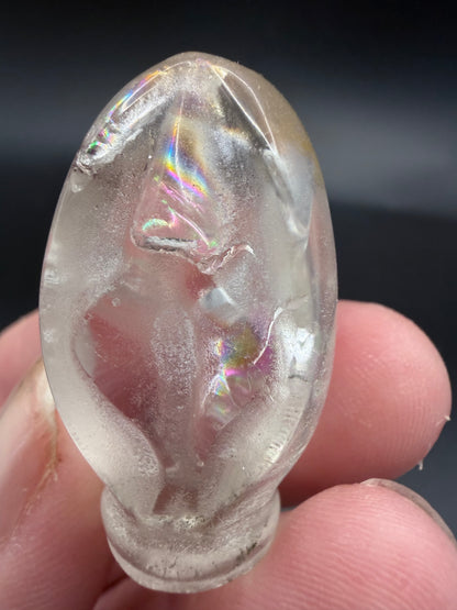 Clear Quartz Source of Life Carving – Rainbow Inclusions