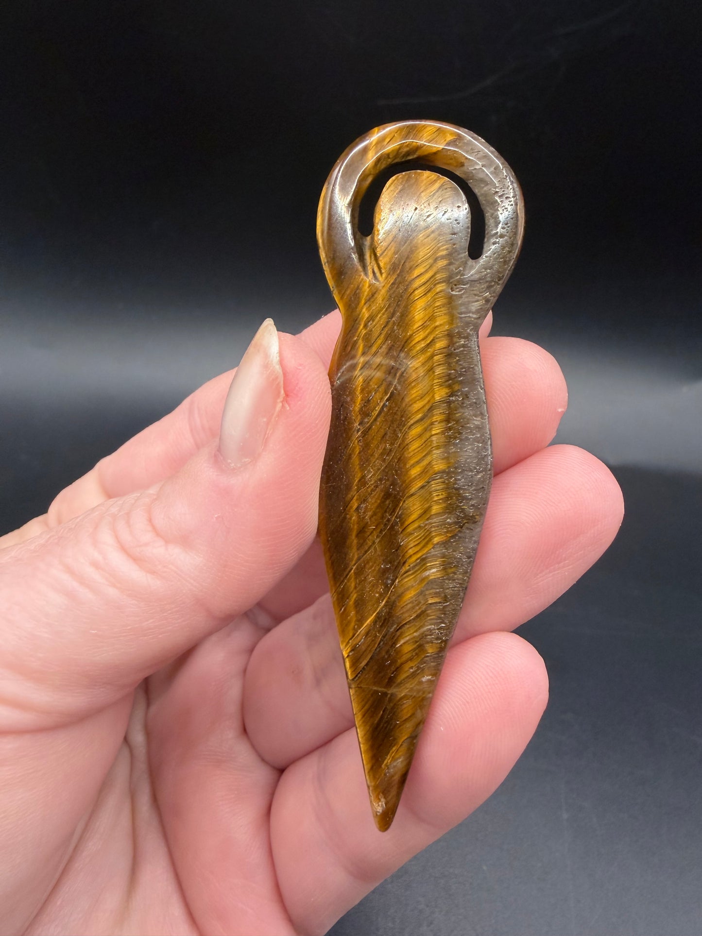 Tiger Eye Goddess Carving