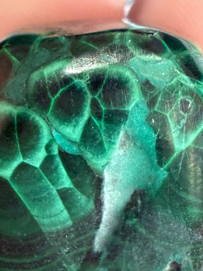Malachite Tumble Stone – Natural Banded Patterns E -
