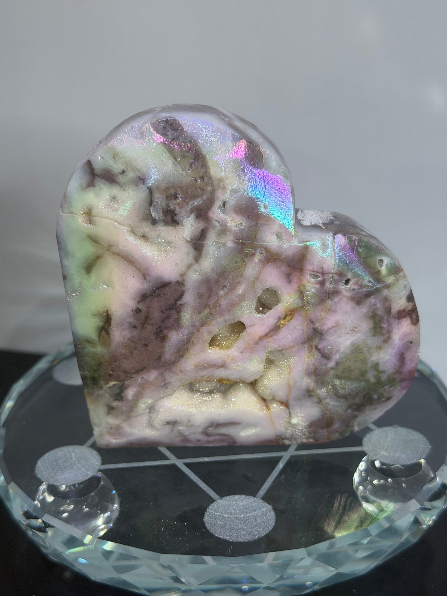 Aura-Coated Sphalerite Druzy Heart 230g | 8.8 × 8.2 cm
