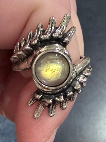 Natural Labradorite Sun Ring | Adjustable Crystal Ring