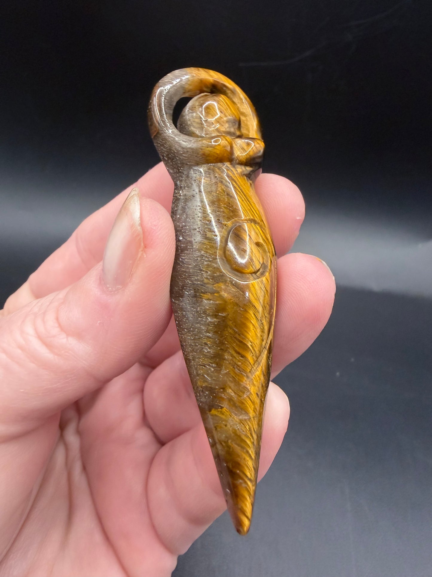Tiger Eye Goddess Carving