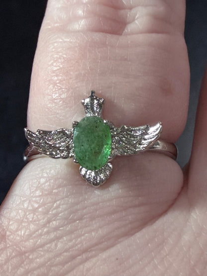 Adjustable Green Aventurine Bird Ring