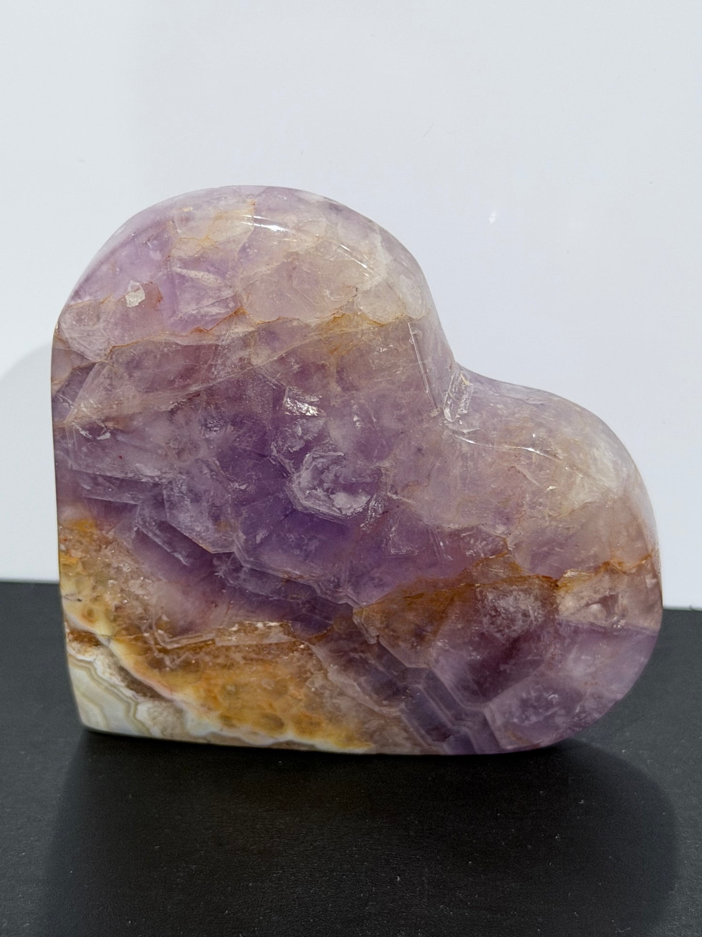 Amethyst & Banded Agate Heart 94g | 6.6 × 6.1 cm | Self-Standing I