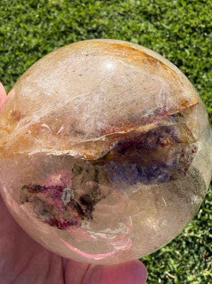 Large Garden Quartz (Lodolite) Sphere with Light Base – 11cm | 1.7kg