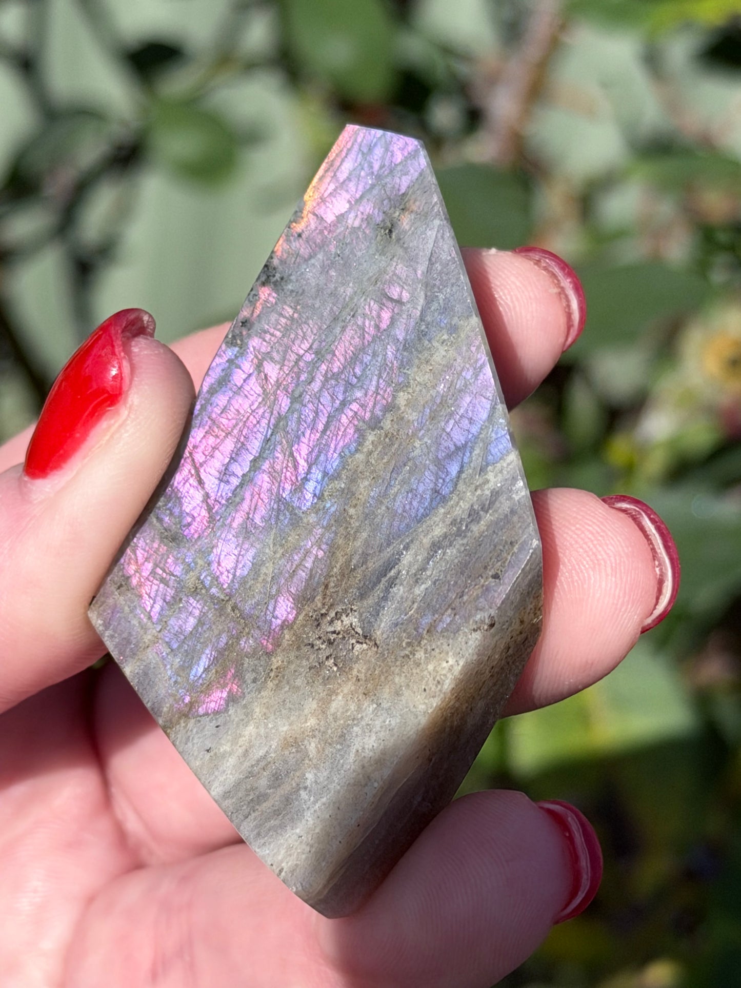 Labradorite Crystal Freeform – Purple & Pink Flash A