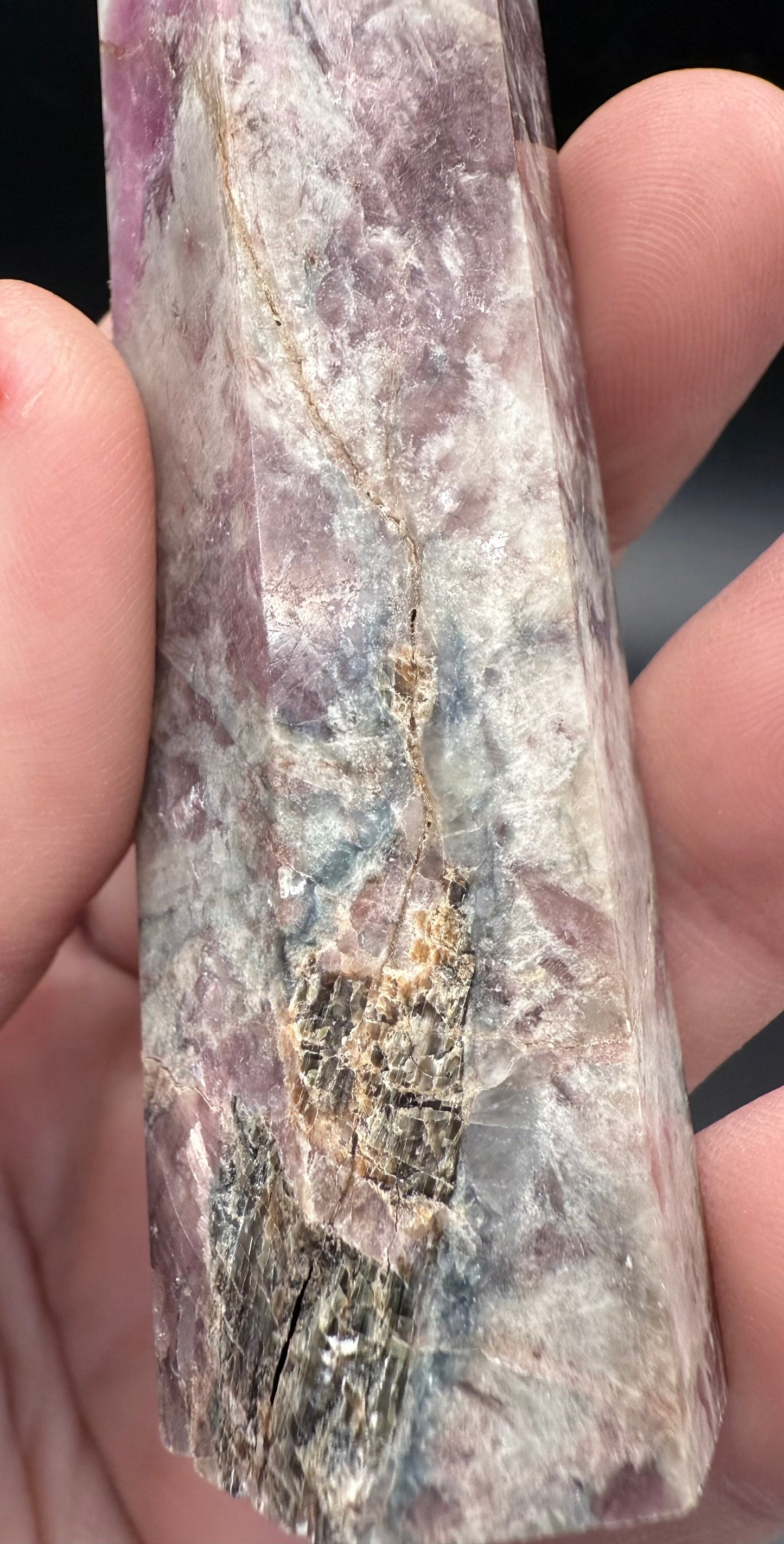 Rare Multi-Mineral Tower – Pink & Blue Tourmaline, Aquamarine, Smoky Quartz, Lepidolite & Mica