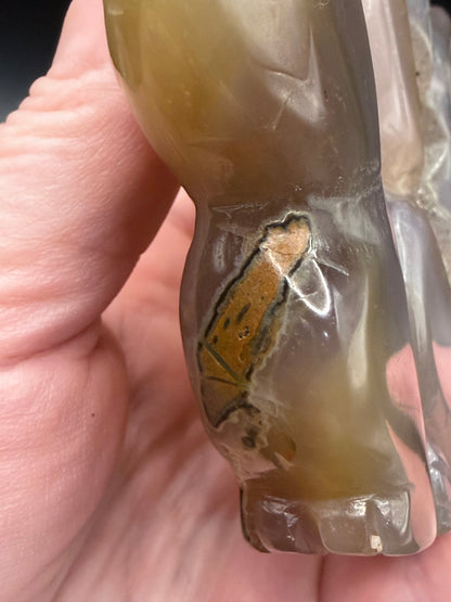 Nine-Tailed Fox Druzy Agate Carving