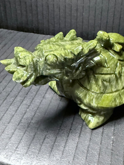Serpentine Jade (New Jade) Turtle Dragon Carving (12 x 6.5cm | 400g)