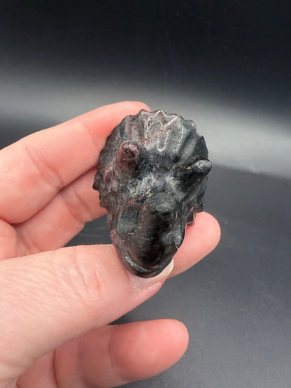 Garnet in Schist Triceratops – Crystal Carving (5cm)