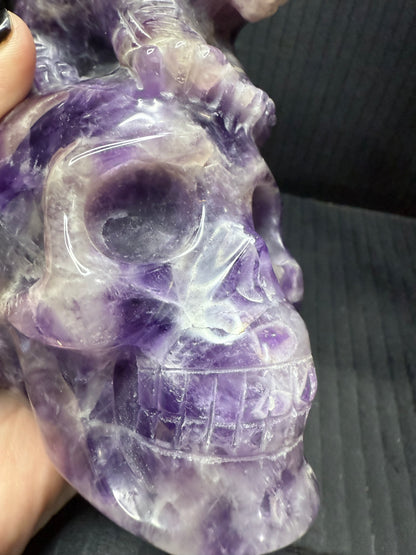Amethyst Skull with Dragon