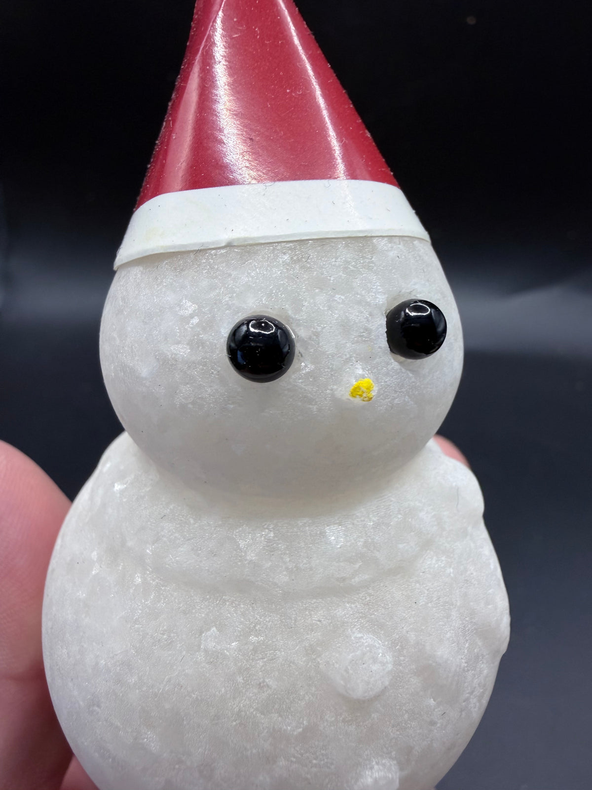 Snowman Sparkling White Marble Carving with Santa Hat – 8 cm