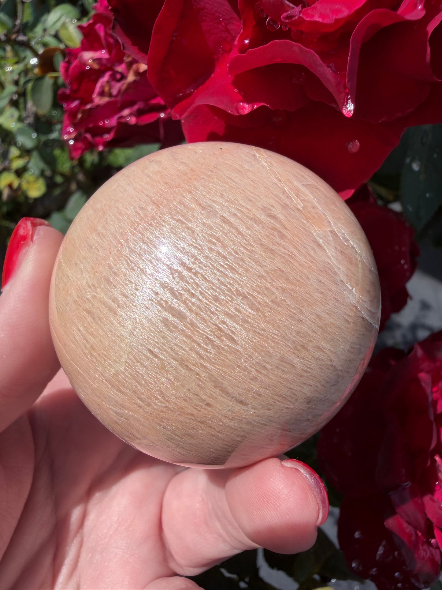 Peach Moonstone Sphere – 5.6cm | 281g