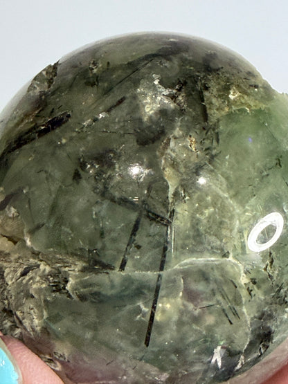 Botryoidal Prehnite with Epidote & Calcite Sphere B - 5cm