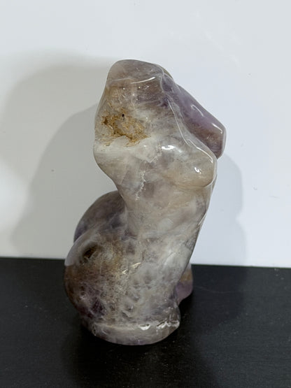 Chevron Amethyst Druzy Goddess Carving – 5cm