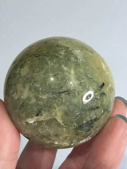 Prehnite with Epidote Inclusion Sphere D - 6cm